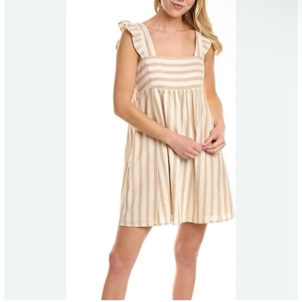 Draper James Cream and Beige Striped Mini Dress